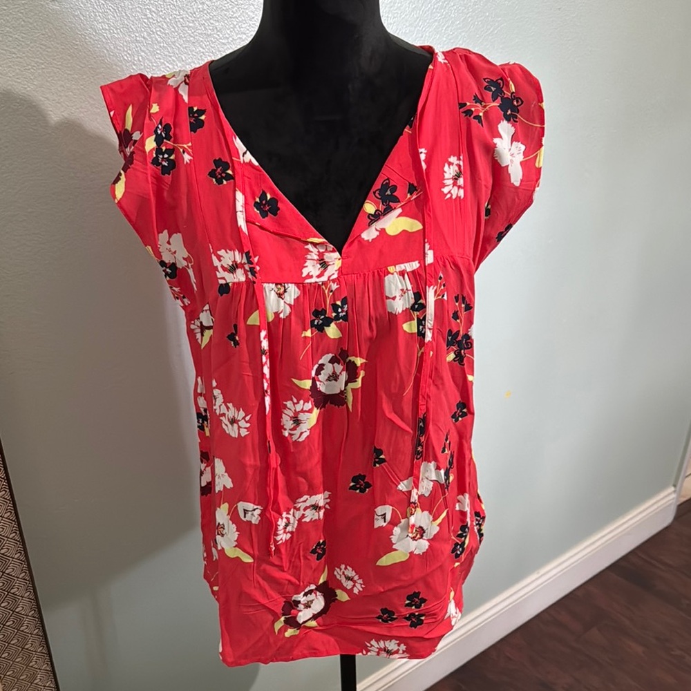 GAP Red Floral Blouse